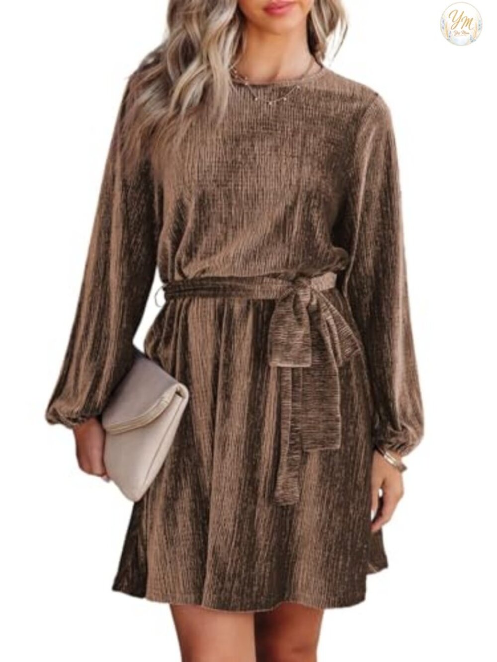Happy Sailed Women's Velvet A-Line Mini Dress Lantern Sleeve Business Cocktail